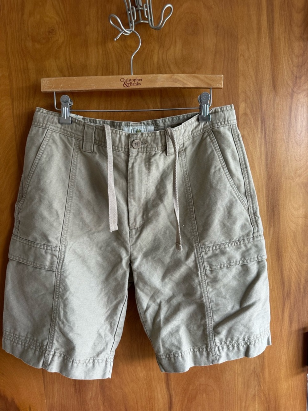 Men's Island Shores Cargo Shorts with Drawcord Waist - Beige Linen